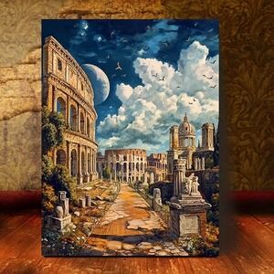 Rome, Italy canvas 16 x 24 wall decor WOODEN FRAME ART